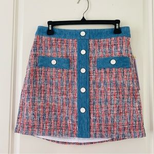House of Harlow 1960 jean denim skirt plaid tweed mini size 4, 10 patterned